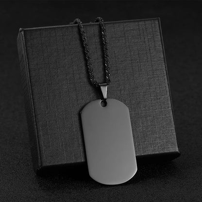Pendentif en acier personnalisé - Photo et texte avec chaîne cubaine